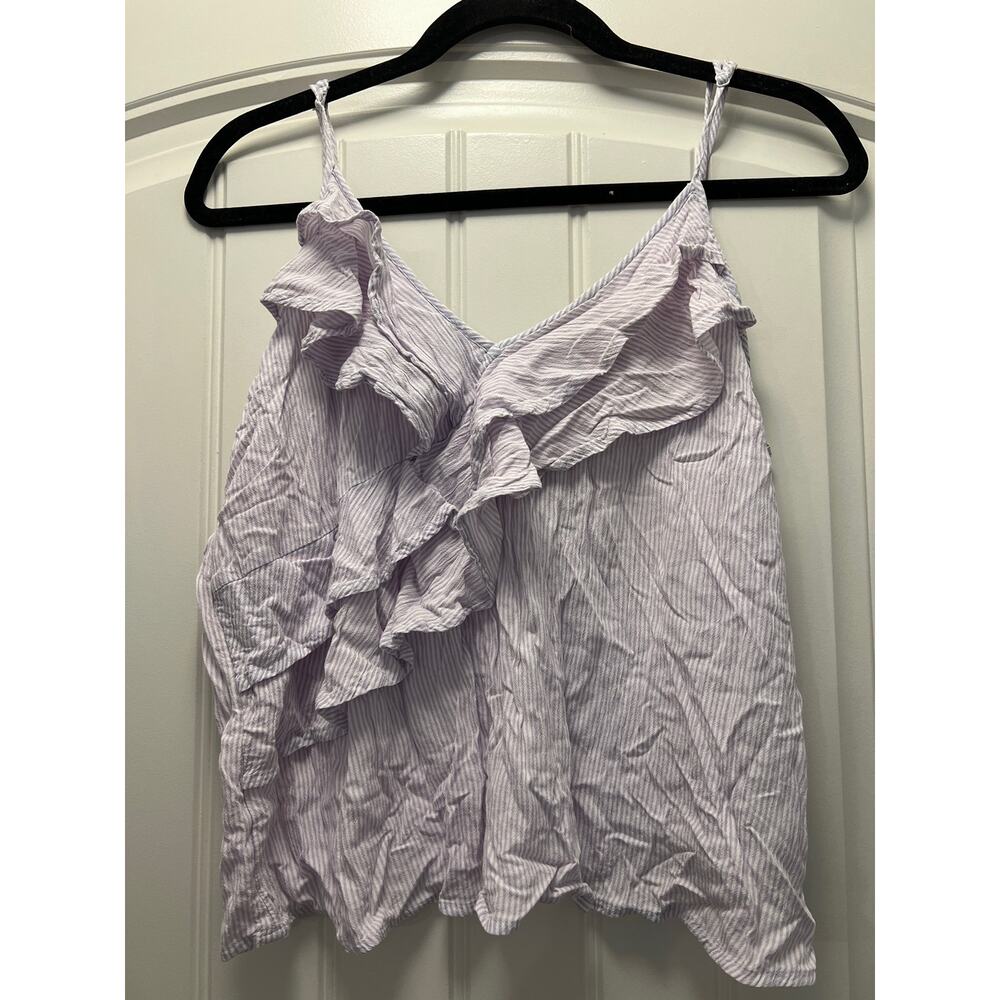 American Eagle Outfitters Women’s Striped Asymmetrical‎ Ruffled Tank Top Size XL